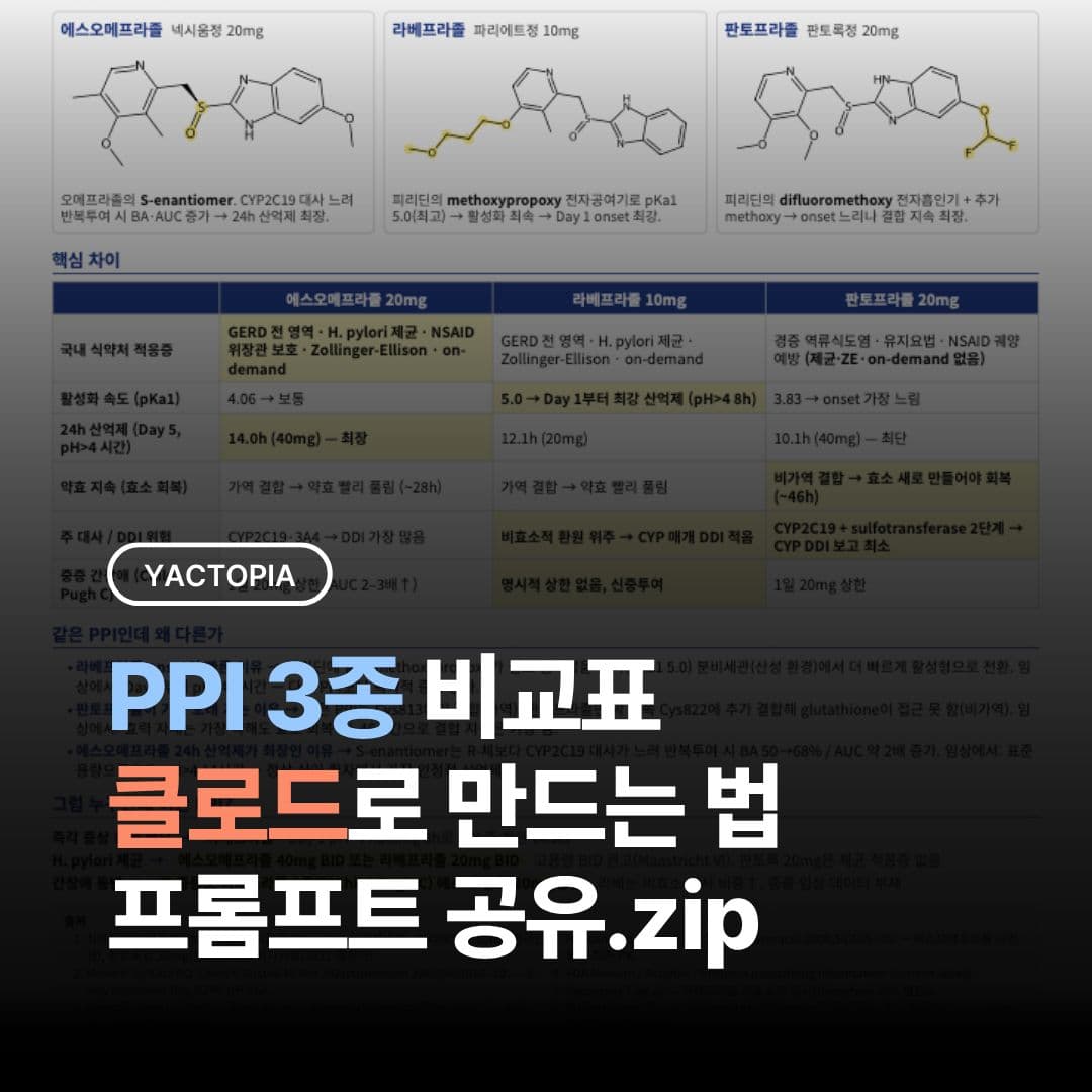PPI 3종 비교표 클로드로 만드는 법 프롬프트 공유