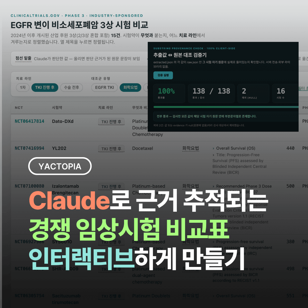Claude로 근거까지 추적되는 경쟁 임상 인터랙티브 비교표 만들기