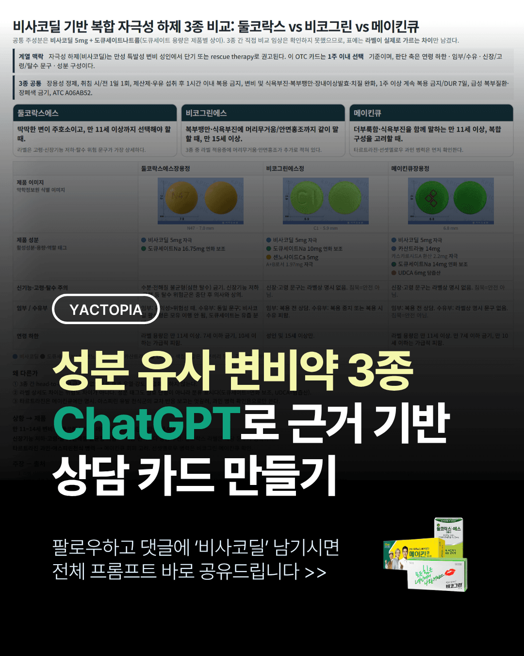 성분 유사 변비약 3종, ChatGPT로 근거 기반 상담 카드 만들기 — 이미지 1
